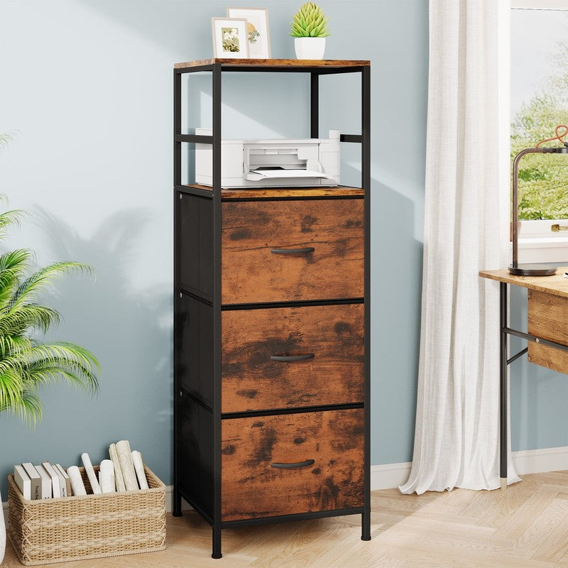 File Storage Cabinet with Adjusted Size 3 Drawers, 4 Wheels Vertical Wood File C4