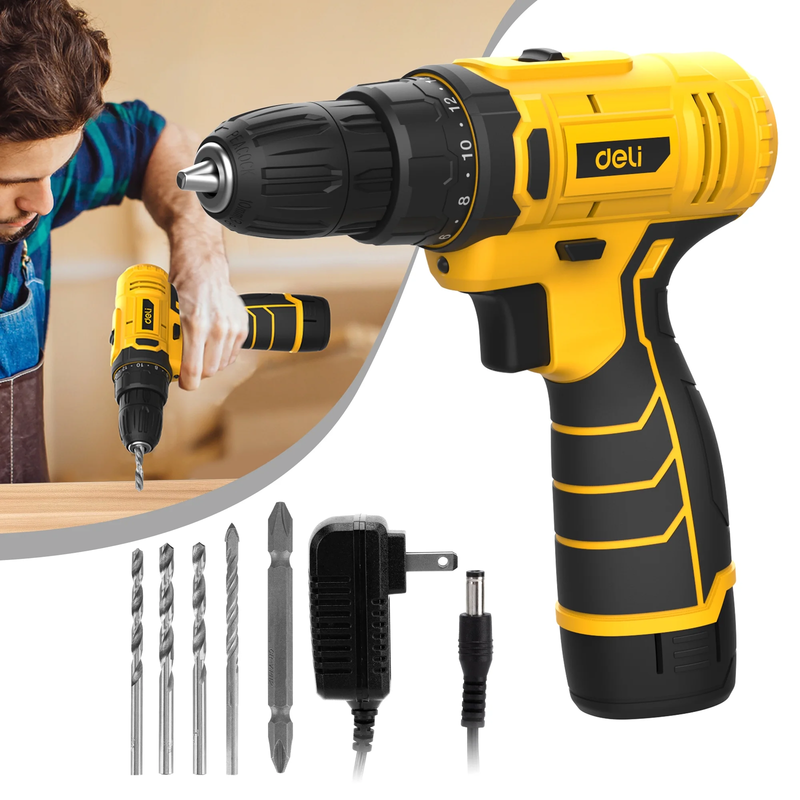 12V Max Cordless Impact Drill Driver Set 2.0Ah Battery Charger 3/8in Keyless10