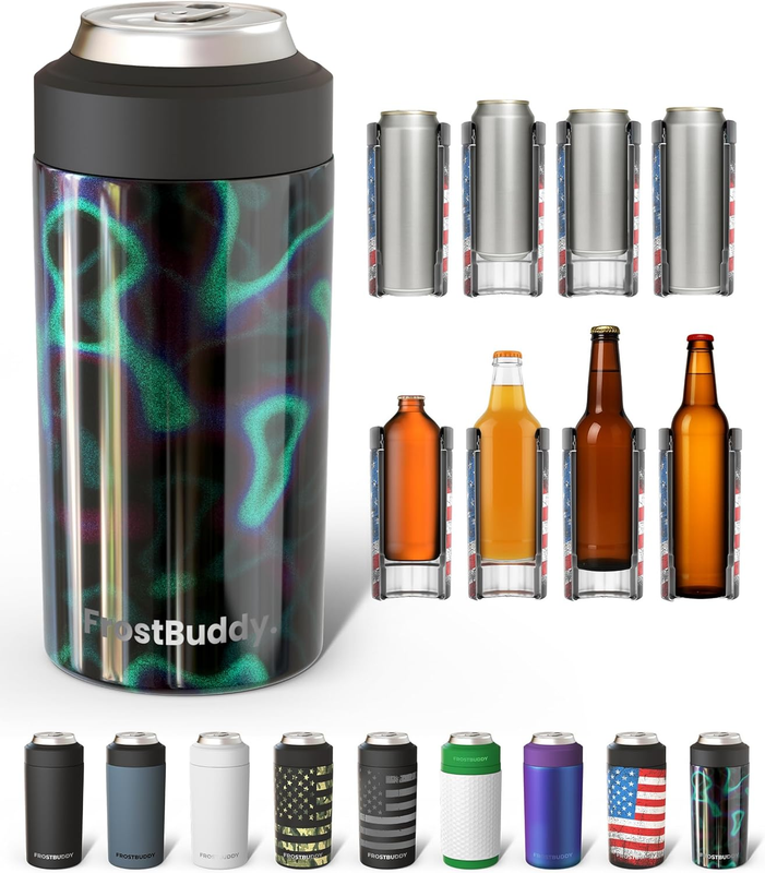 Universal Can Cooler Stainless Steel Fits 12oz 16oz Slim Cans Lights0