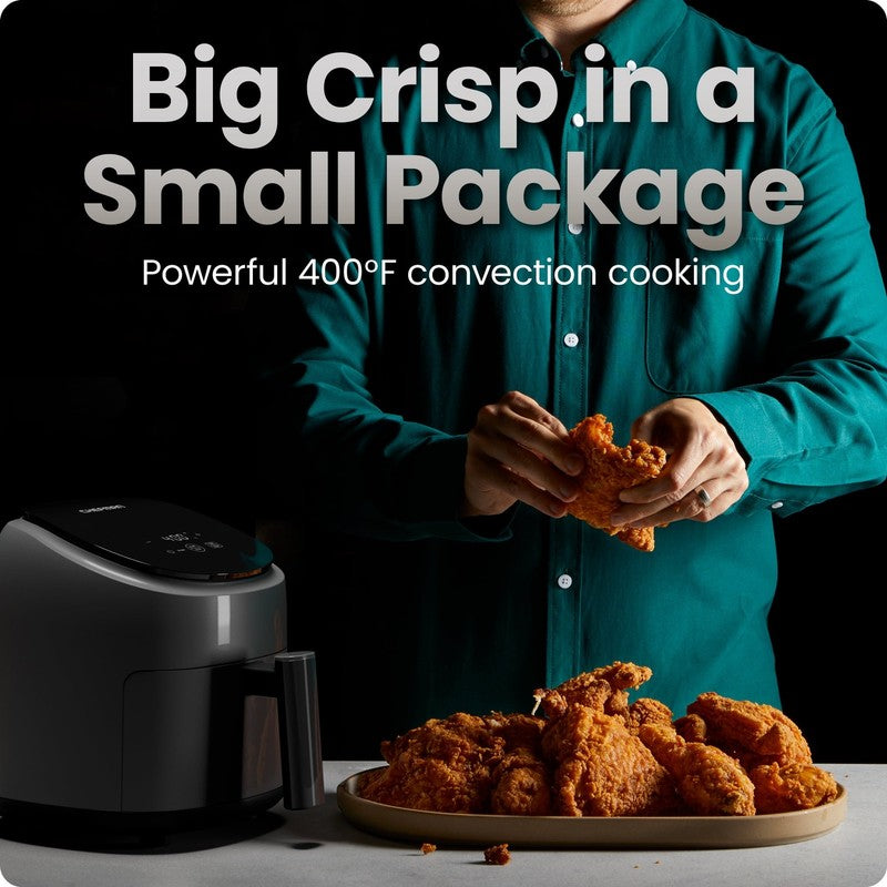 Grey 2 Qt Turbofry Digital Air Fryer Compact Quick Meal Dishwasher Safe2