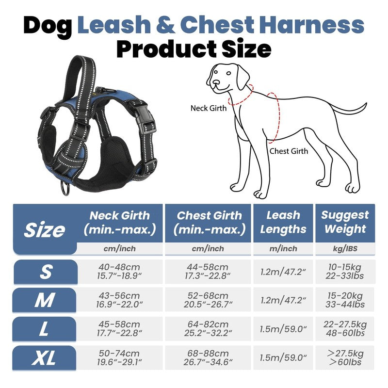 No Pull Dog Harness & Leash Set, Reflective Adjustable Soft Vest Small2