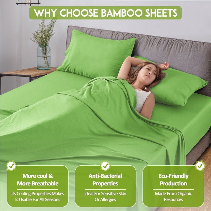 Queen Rayon from Bamboo Blend Sheets Set - 4 Piece Deep Pocket Bed Sheets Set, S4