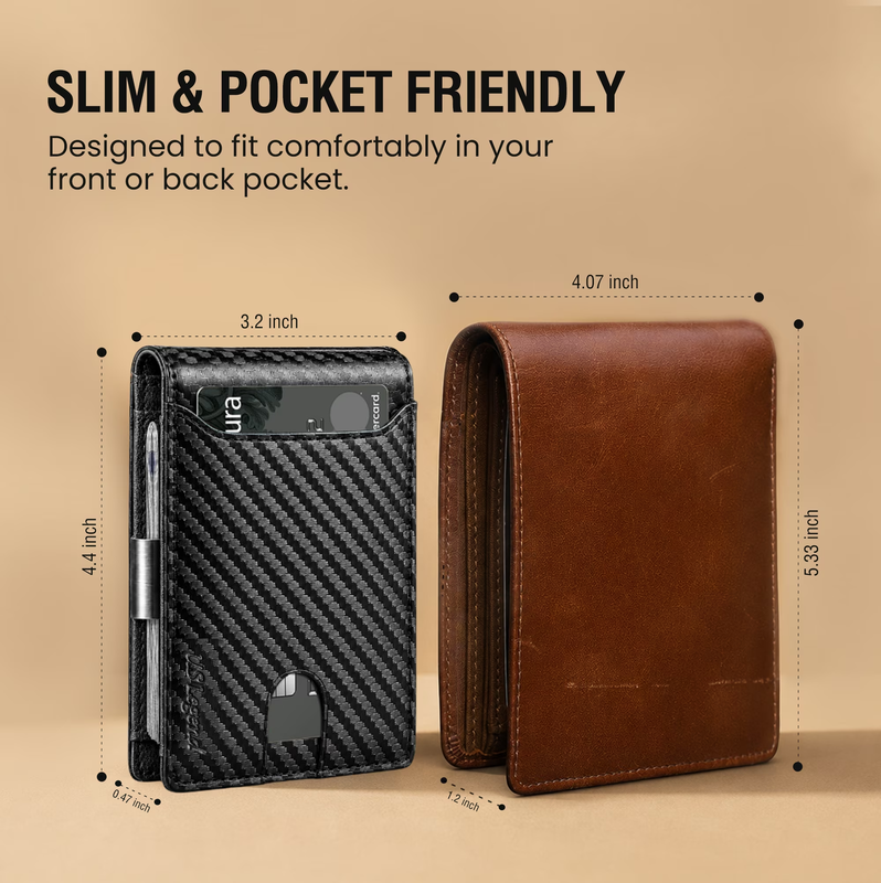 Men's Slim Leather RFID Money Clip Wallet Bifold Front Pocket 10 Card Slots1