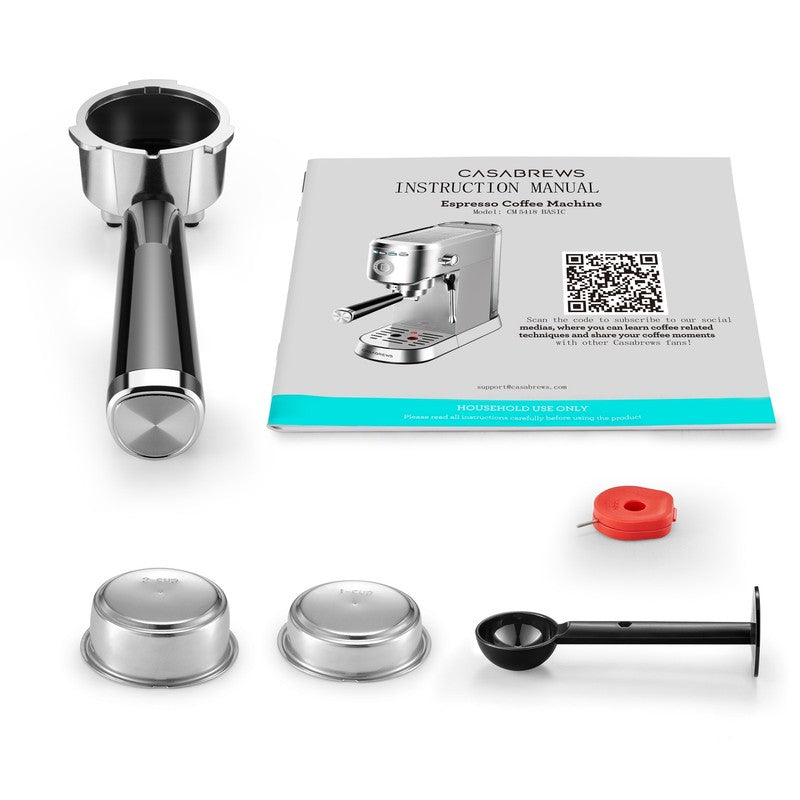 20 Bar Espresso Machine with Milk Frother 34Oz Water Tank Silver Coffee Maker1