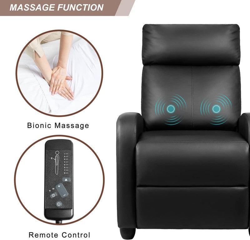 Modern Black Massage Recliner Chair with Padded Cushion for Home Theater5