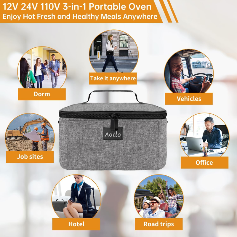 Portable Electric Lunch Box Food Warmer 12V/24V/110V Car Oven Grey1