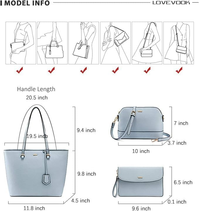 Women Fashion Purse Set Handbags Tote Shoulder Top Handle Satchel Bags5
