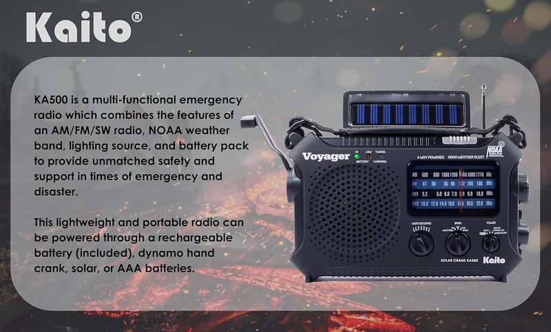 KA500 5 Way Powered Emergency AM/FM/SW NOAA Weather Alert Radio with Solar,Dynam2
