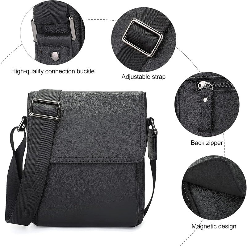 Leather Messenger Crossbody Bag Men Work Business Casual Adjustable Stra3