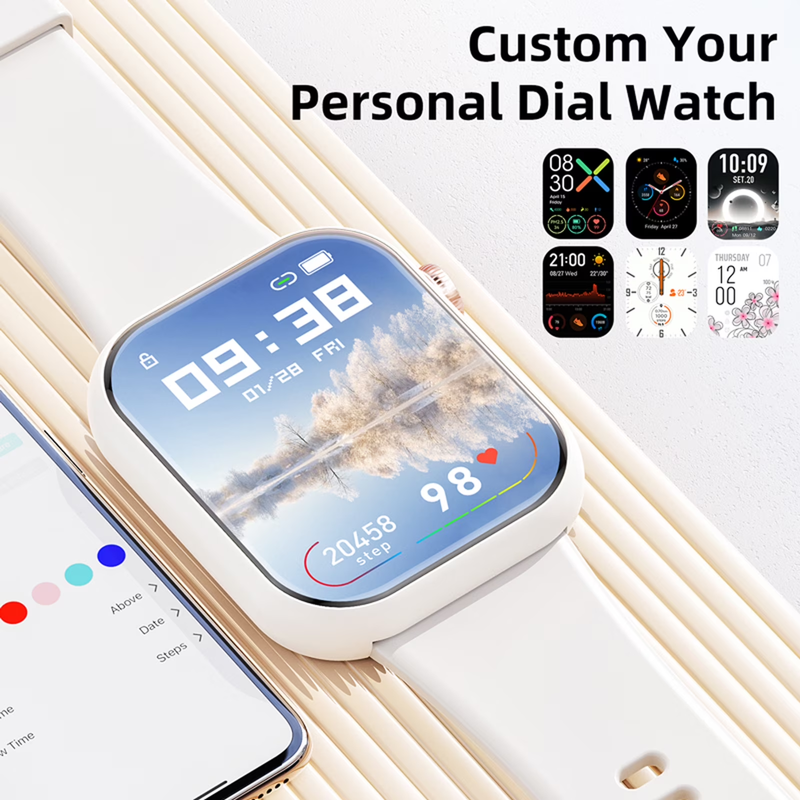 Smart Watch Men Women 1.85" Call Fitness Tracker IP68 White2