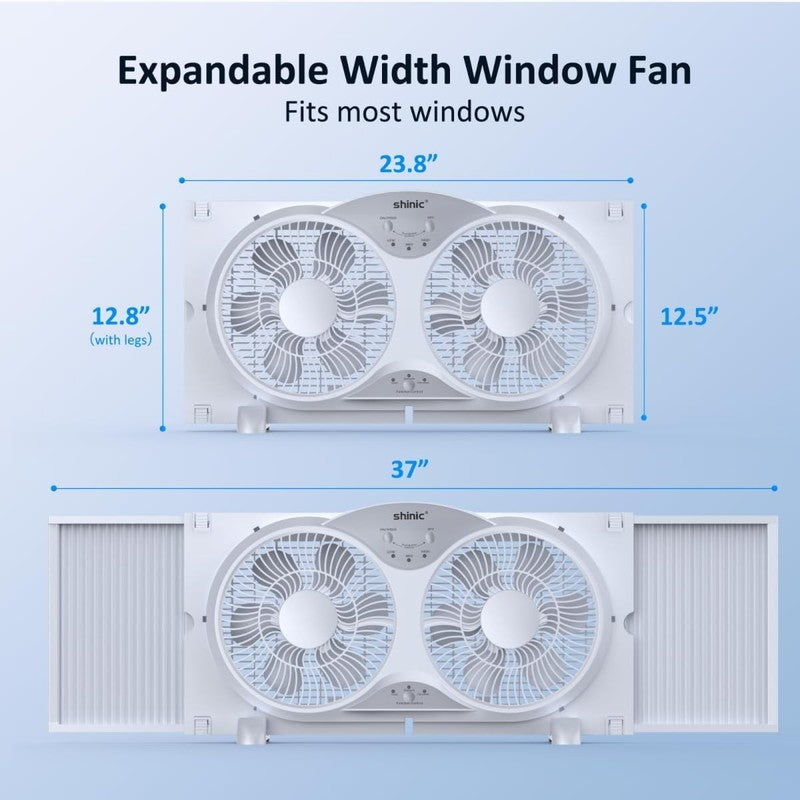 Quiet Reversible Window Fan with Remote Control & Adjustable Width, 9" Blades2