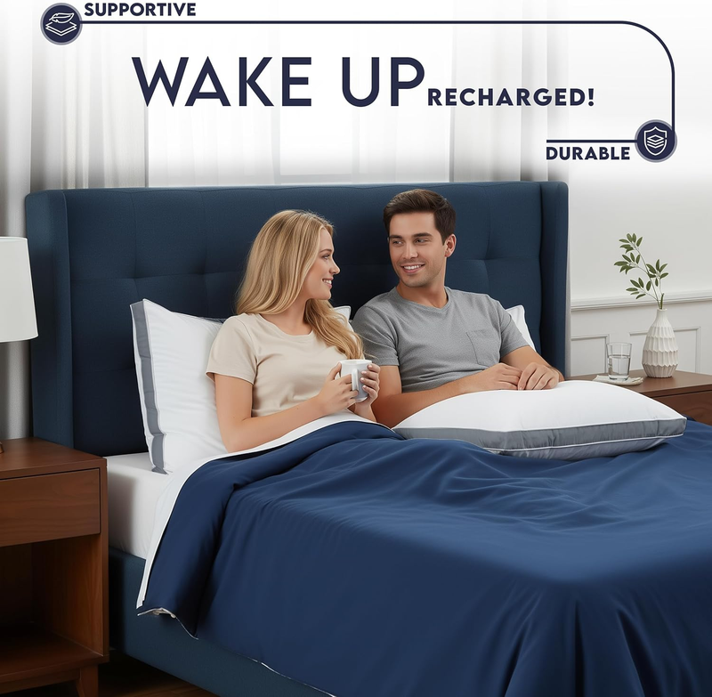 King Bed Pillows Set of 2 Down Alternative Soft Cooling Hotel Quality Grey7