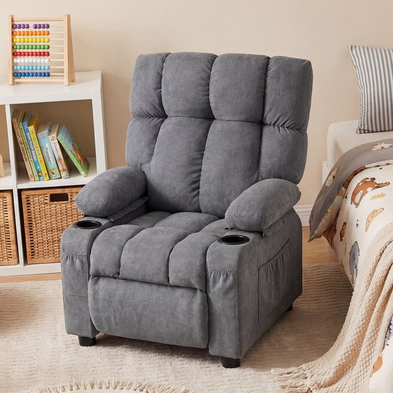 Kids Recliner Chair Push Back Toddler Recliner Children Bedroom Furniture ，Grey7