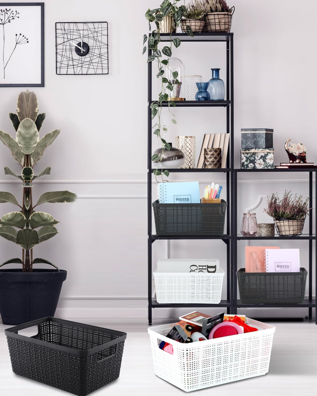 Set of 6 Plastic Storage Baskets, Small Organizer Bins for Home & Office5