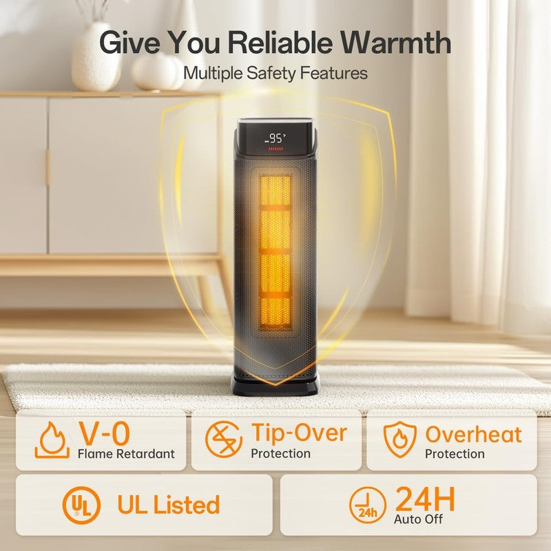 1500W Tower Space Heater Indoor w/ Thermostat Remote 90° Oscillating6