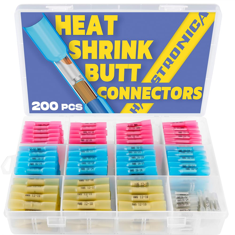 200PCS Waterproof Marine Grade Heat Shrink Butt Connectors - 4 Colors/Sizes7