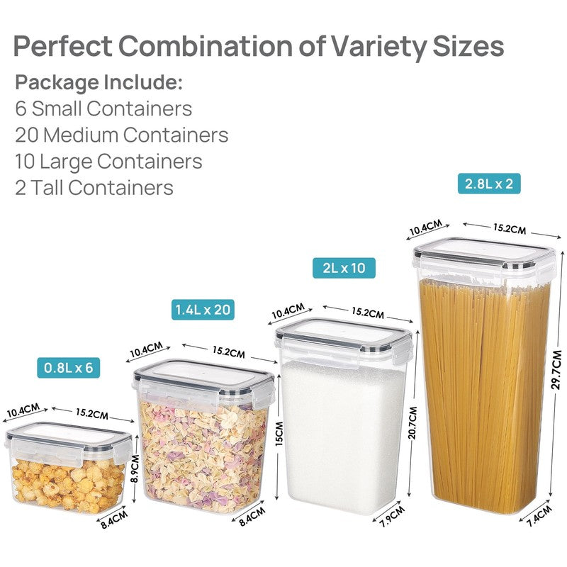 Airtight Food Storage Containers Set, 38Pcs Plastic Kitchen and Pantry Organizat1