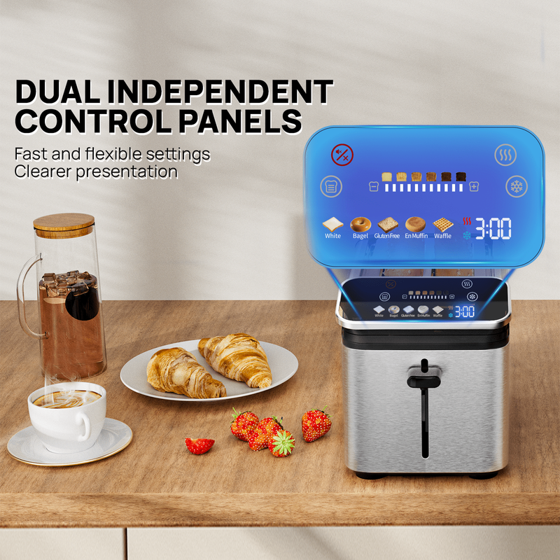 2-Slice Touchscreen Toaster Stainless Steel Wide Slots Bagel Reheat Defrost4