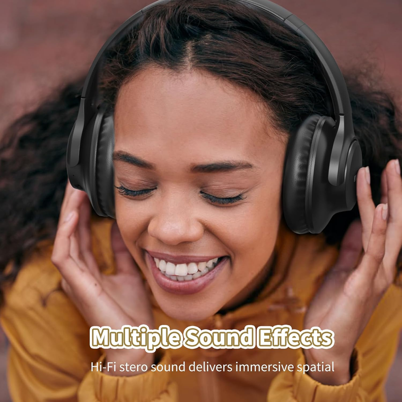 Bluetooth Over Ear Headphones 65H Playtime Wireless Headset Mic Bass1