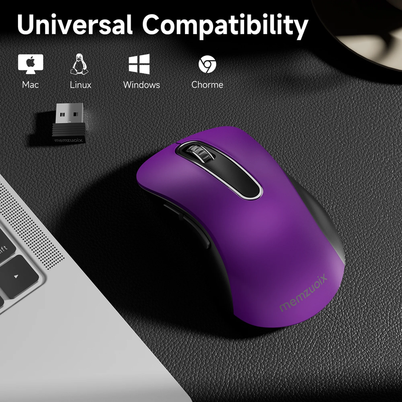 2.4GHz Wireless Mouse 1200 DPI 5 Button USB Receiver for PC Laptop Purple3