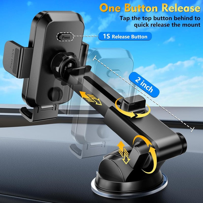 2025 Car Phone Holder Mount, Strong Suction & Clamp, 360° Dash Windshield Vent8