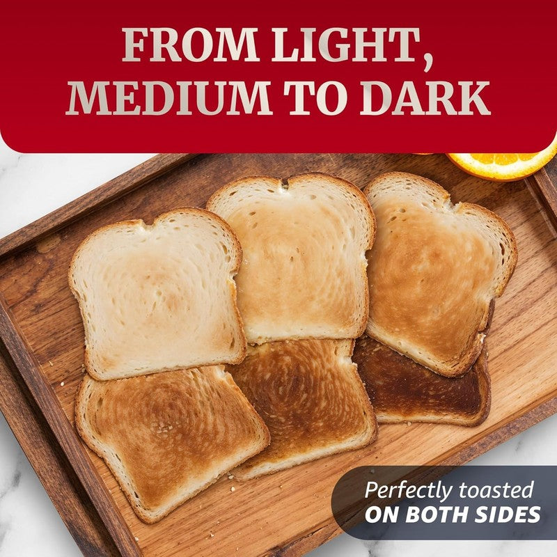 4 Slice Long Slot Toaster, 6 Settings, Defrost, Reheat, Wide Slots, Black SS6