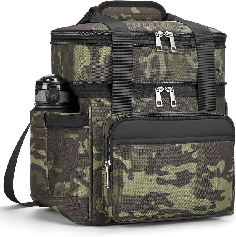 Insulated Lunch Bag & Box 15L Double Deck Reusable Cooler Tote Leakproof Camo8