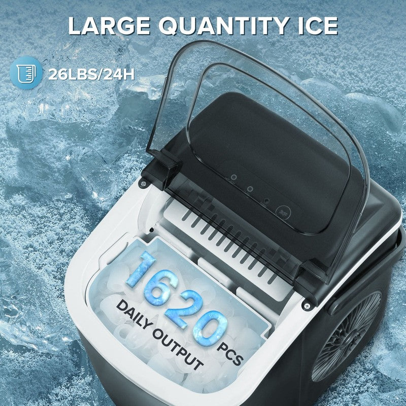 Countertop Ice Maker, 9 Bullet Ice Cubes in 6 Mins, 26Lbs/24H, W/ Scoop & Basket3