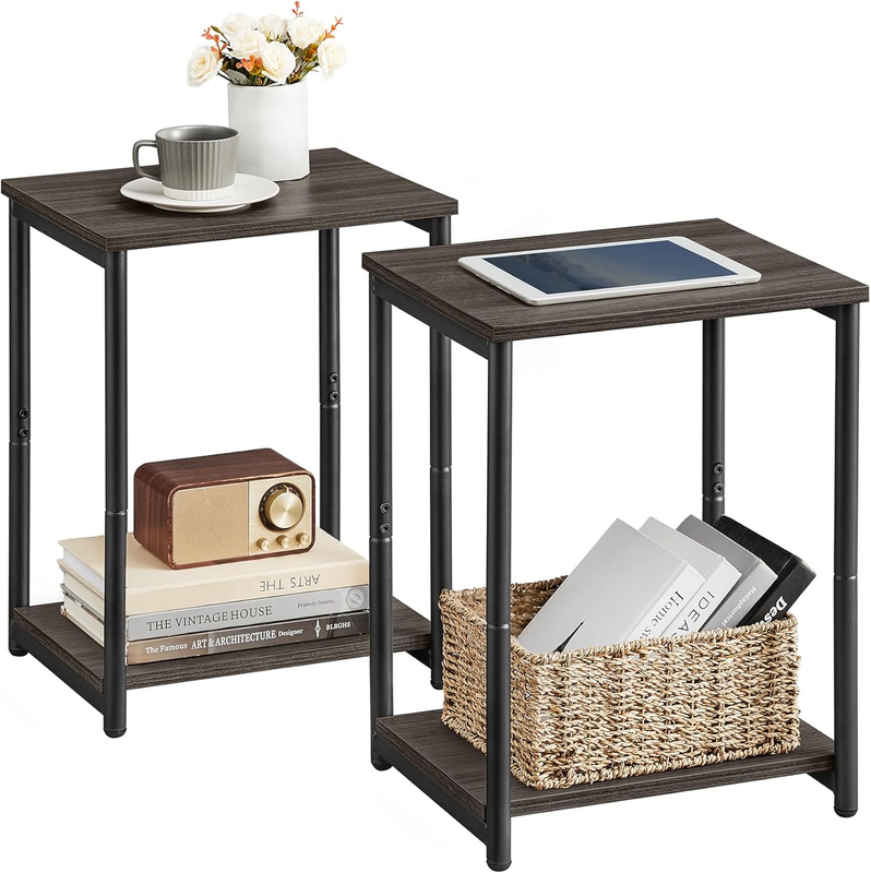 Set of 2 Side Tables Small End Tables Nightstand Living Room Bedroom Chestnut10