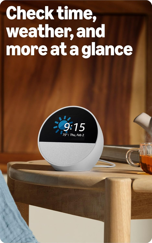 Amazon Echo Spot Smart Alarm Clock Alexa Built In Glacier White3