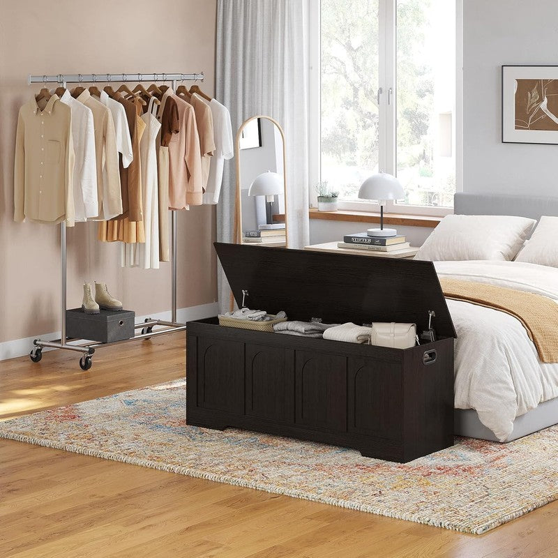 47.2'' Wooden Storage Chest Trunk Flip Top Entryway Shoe Bench Espresso1