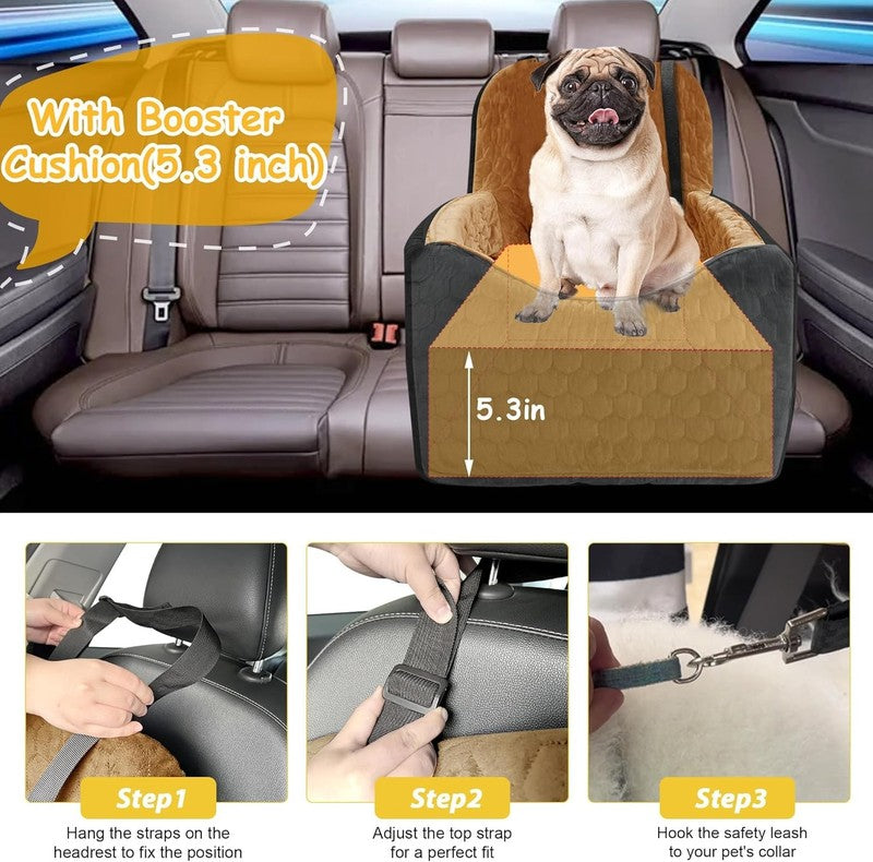 Dog Car Seat for Small/Medium Dogs up to 35lbs Foam Washable Cover Blackbrown4