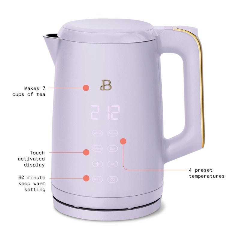1.7L Electric Kettle 1500W Lavender by Drew Barrymore, One-Touch2