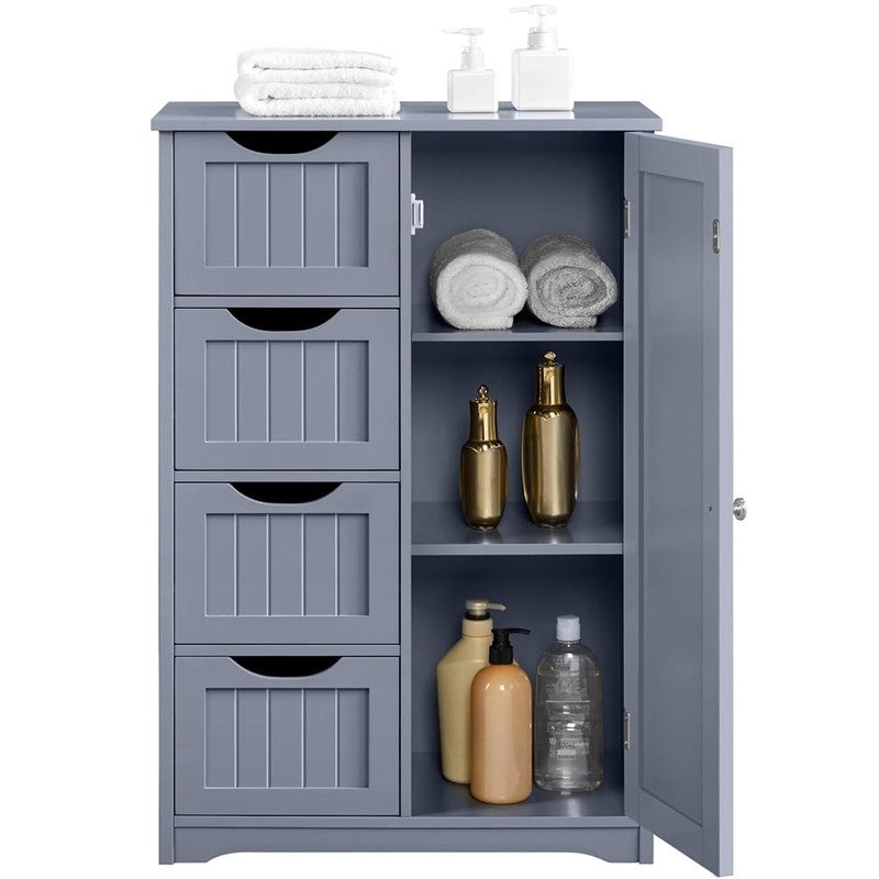 4 Drawers Wooden Bathroom Storage Cabinet, Gray3