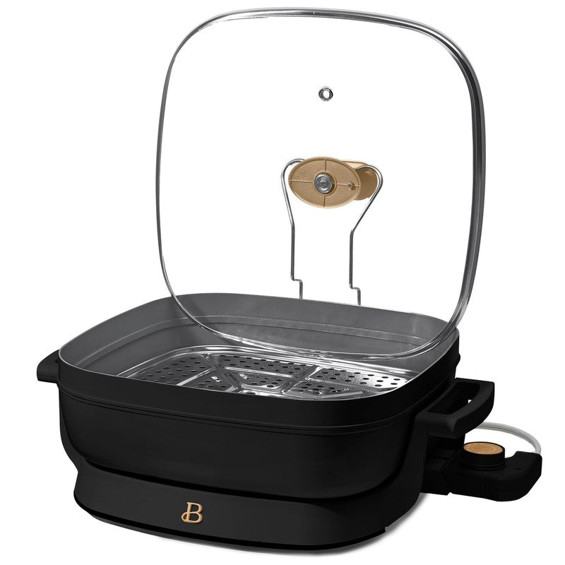 5 in 1 Electric Skillet Expandable to 7 Qt w/ Glass Lid Black Sesame6