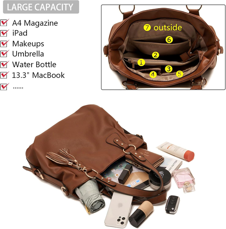 4Pc Women’s Handbag Set Shoulder Top Handle Satchel Hobo Tote Purse5