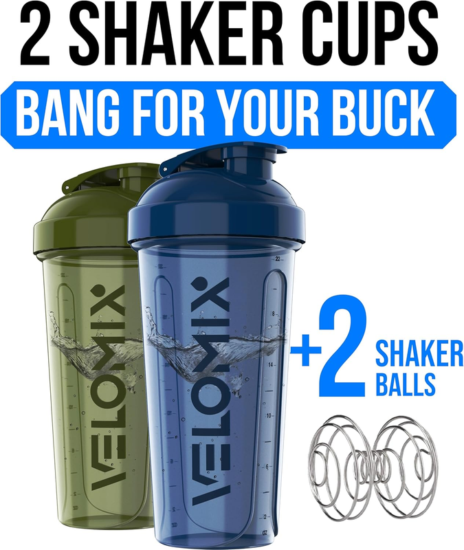 2 Pack 28oz Protein Shaker Bottles Wire Whisk Leakproof Blue Green1