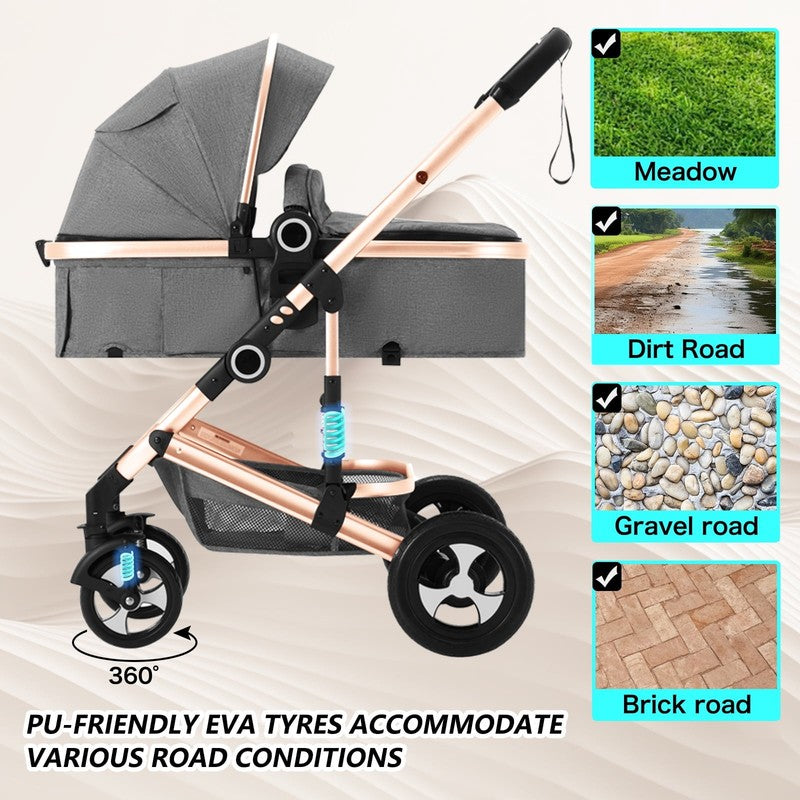 3-In-1 Convertible Baby Stroller with Big Seat and Adjustable Canopy, 24 Pound, 4