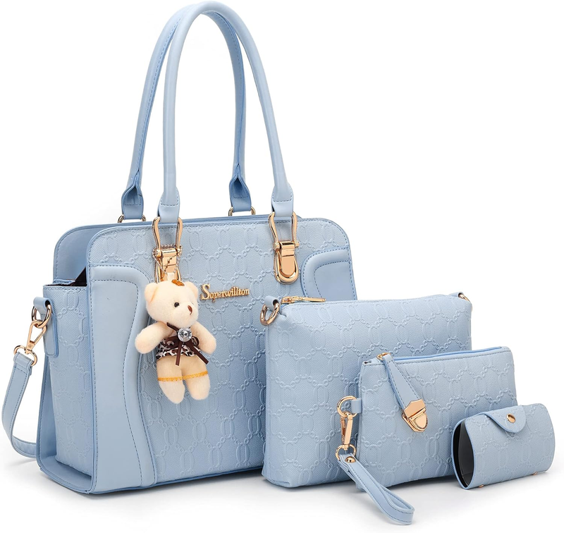 Women Fashion Handbag Set 4PCS Tote Shoulder Top Handle Satchel Purse8