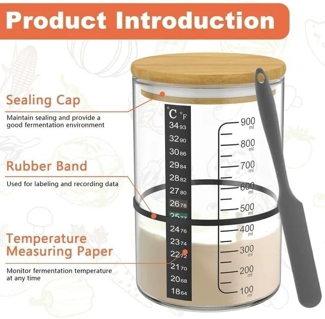 Pro Sourdough Bread Starter Kit   34 Oz Sourdough Jar with 5 Unique Features for2