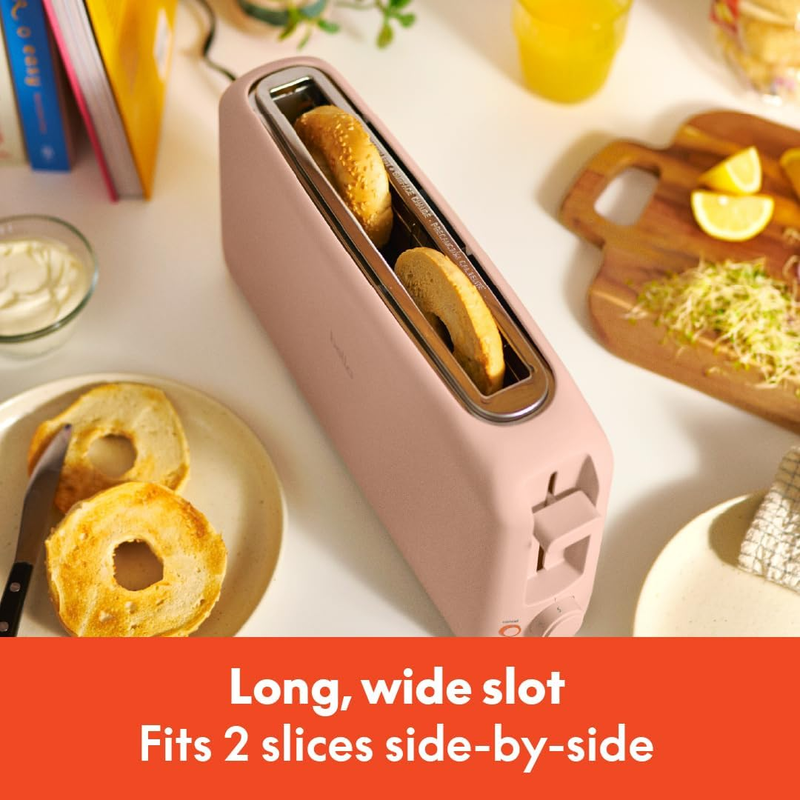 2 Slice Slim Toaster 10” Long Slot 6 Shade Control Anti Jam Auto Shutoff Blossom2