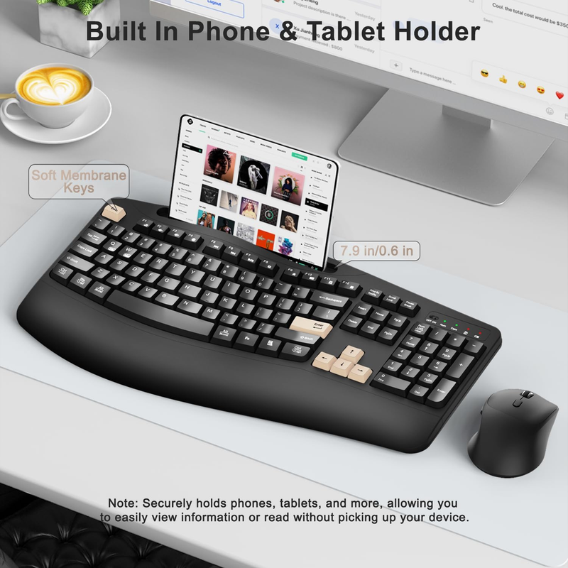 Wireless Keyboard Mouse Set Wrist Rest Silent 6 Button Mouse Black2