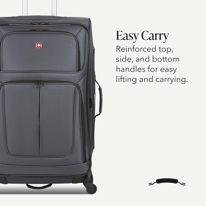 Sion Large Checked Softside Expandable Spinner Travel Suitcase Dark Grey4