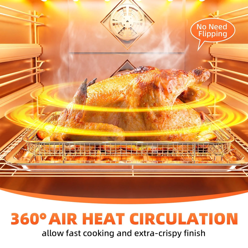 2 Pack Air Fryer Basket Tray for Oven Stainless Steel w/30 Parchment 15.61