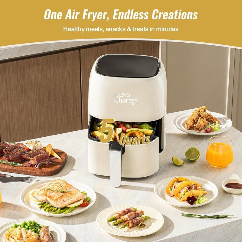 5QT Air Fryer Retro Design Cream White, Touchscreen, 8 Presets, Auto Shutoff2