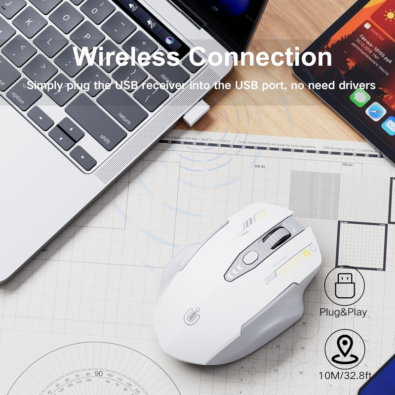 Wireless Rechargeable Mouse 2.4GHz Ergonomic 4 DPI Levels1
