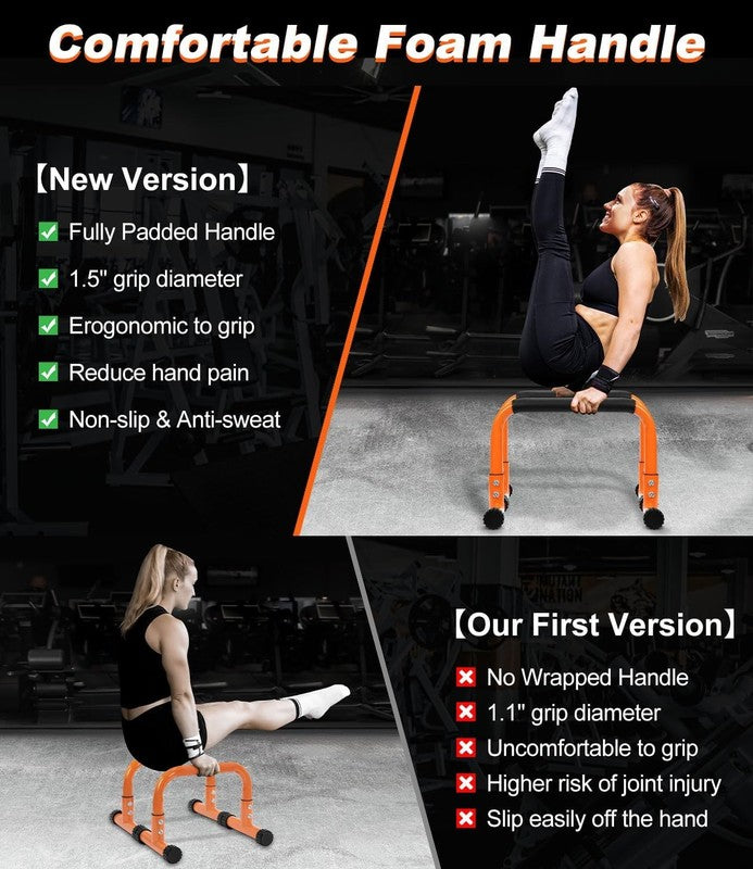 12" Push Up Parallettes & Dip Bars Foam Handles Calisthenics L Sit Handstand4