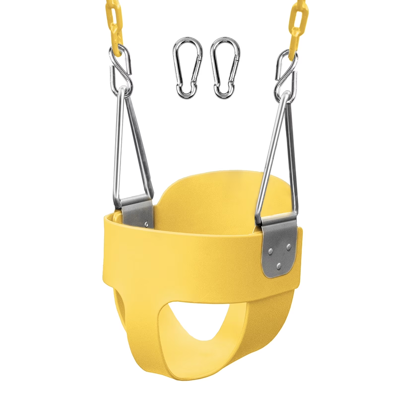 Baby Swing High Back Toddler Bucket Seat w/ Coated Chains & Carabiners, Yellow10
