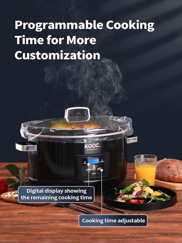 8.5 Quart Programmable Slow Cooker w/ Timer + Liners, Black Oval New4