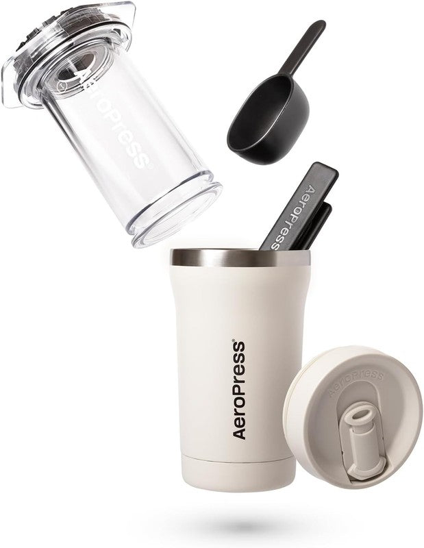 Go Plus Portable Coffee Maker French Press Pour Over Espresso Travel Cream2